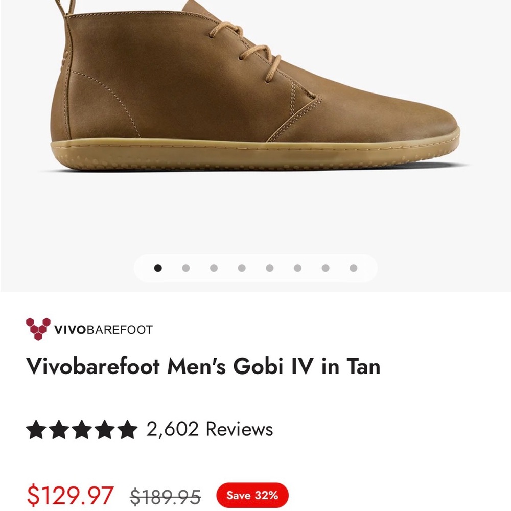 Vivobarefoot Men's Gobi IV in Tan size 44, EUC, barefoot shoe